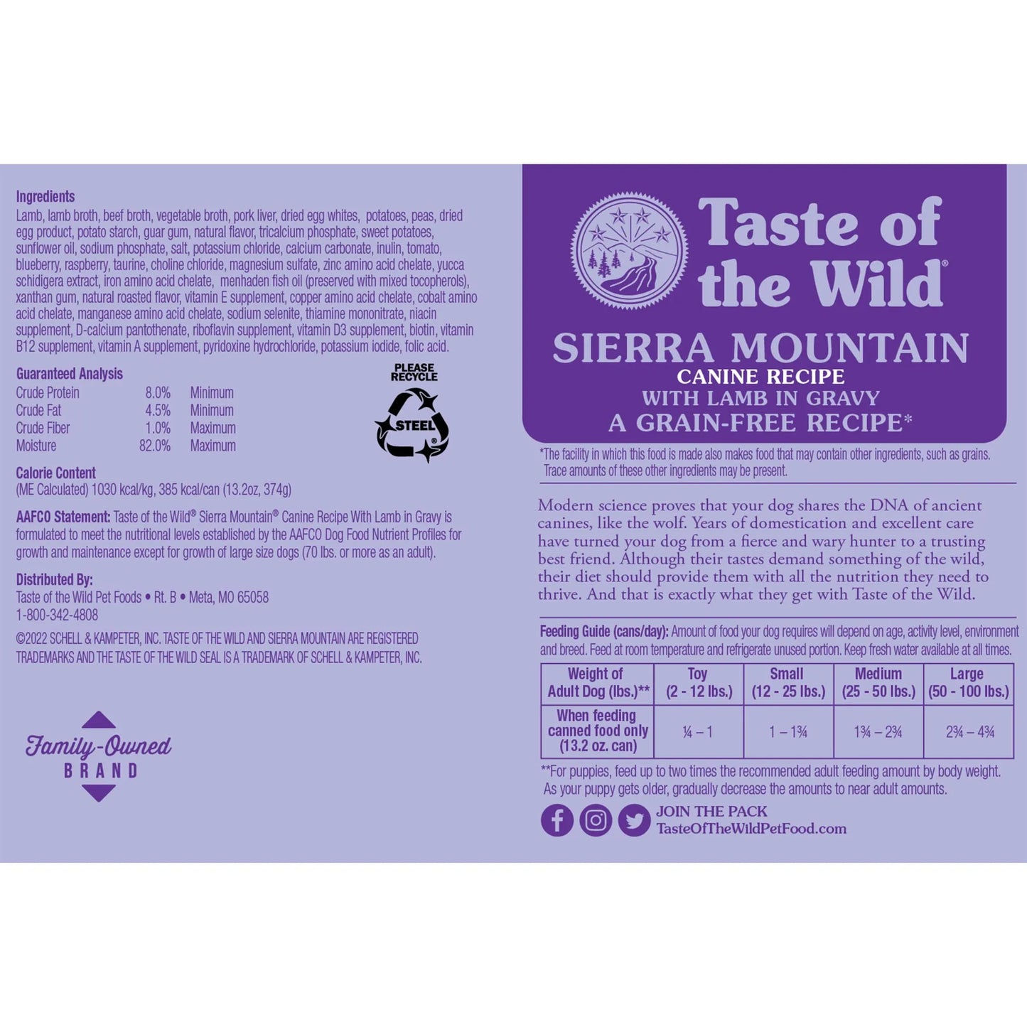 done - Purrfect Pet Kingdom  Taste of the Wild Sierra Mountain Canine Recipe Grain Free Dry Dog Food (13.2oz) - Food