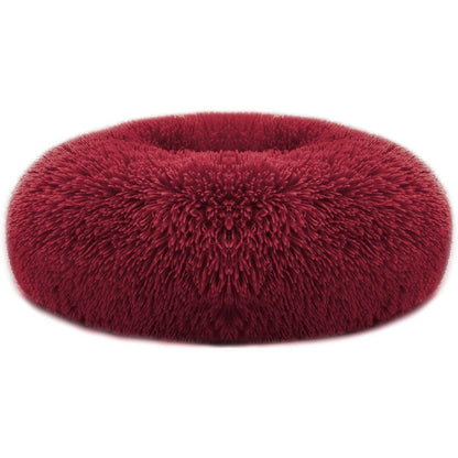 Purrfect Pet Kingdom Donut Dog Bed for Small Dogs - Cozy Plush M Red Purrfect Pet Kingdom