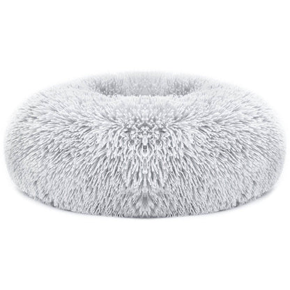 Purrfect Pet Kingdom Donut Dog Bed for Small Dogs - Cozy Plush M Gray Purrfect Pet Kingdom