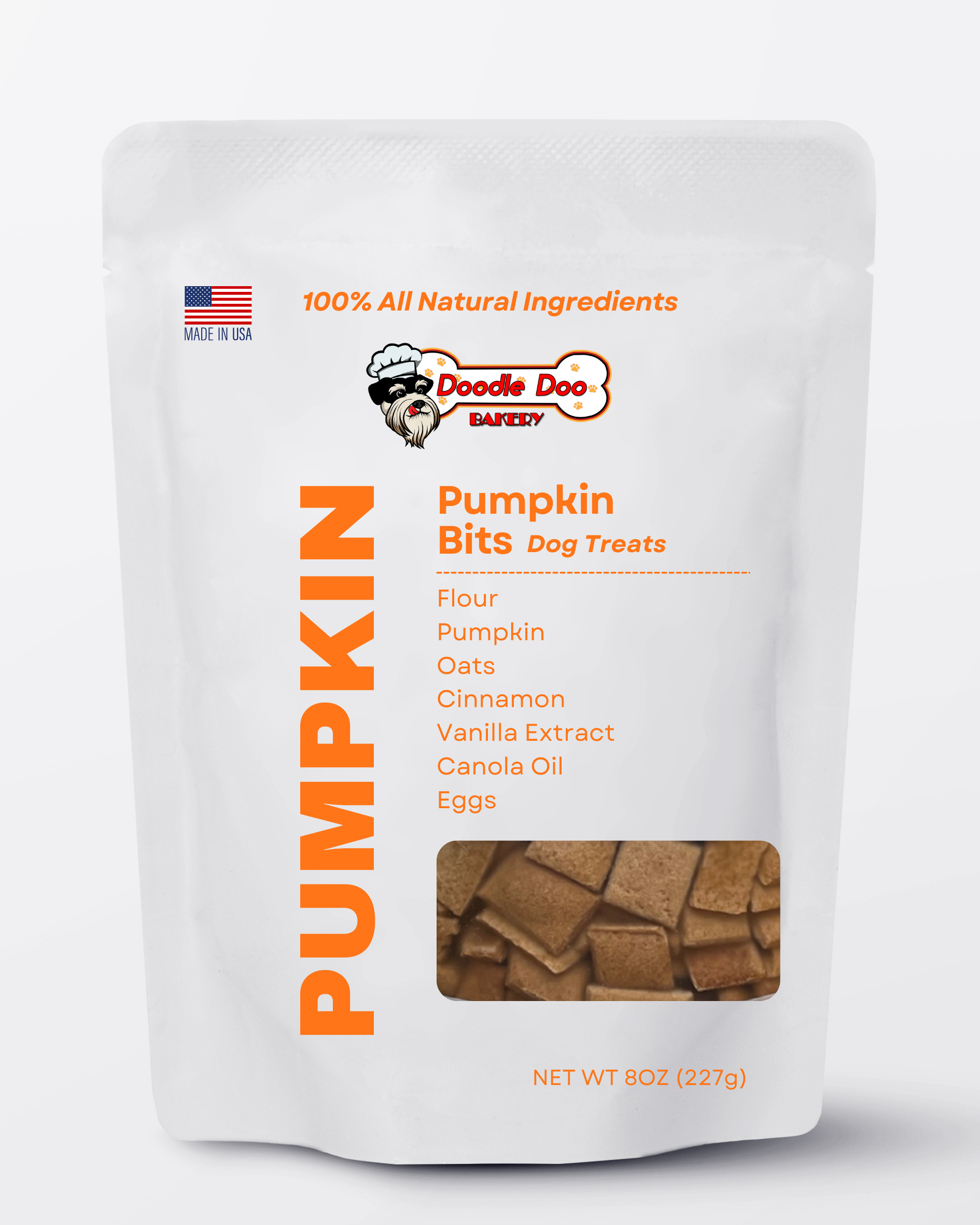 Homemade Dog Treats - 🎃 Pumpkin Bits Dog Biscuits 1/2lb at Purrfect Pet Kingdom