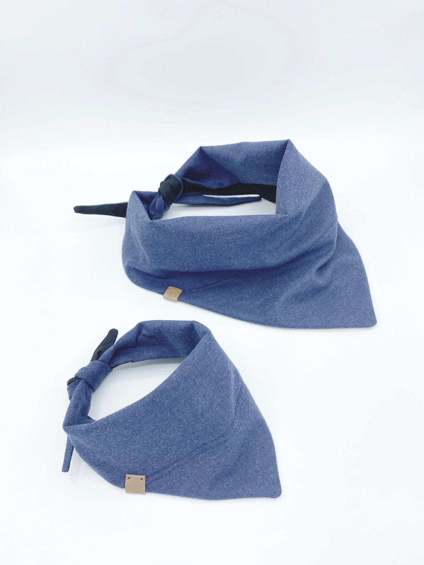 Bespoke Paws double-sided cat bandana accessory in blue, perfect for stylish feline outfits