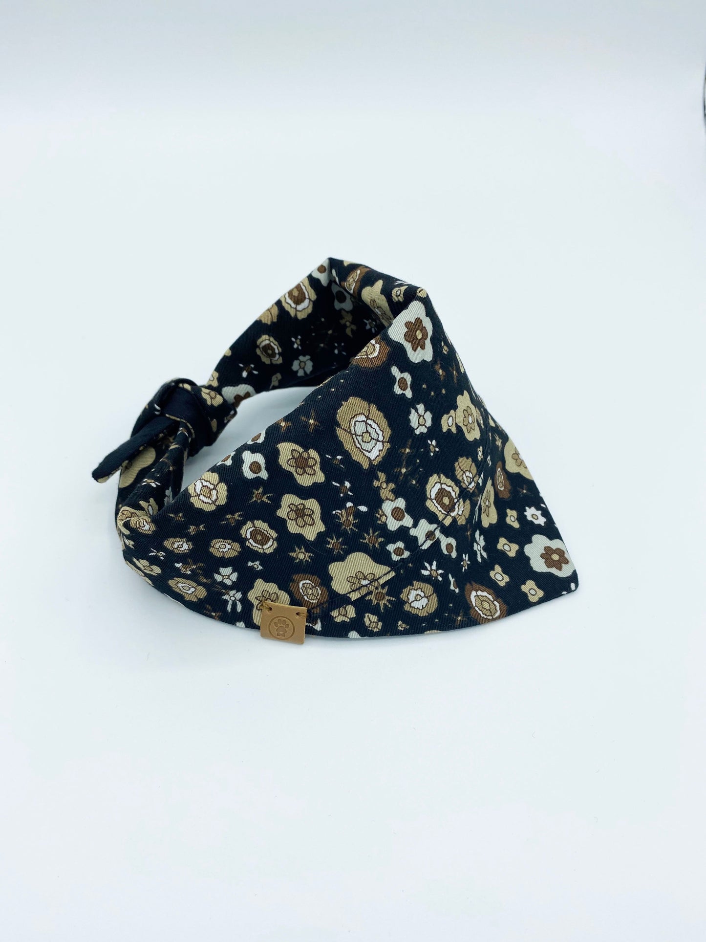 BESPOKE PAWS double sided pet neckerchief featuring floral designs in dark colors
