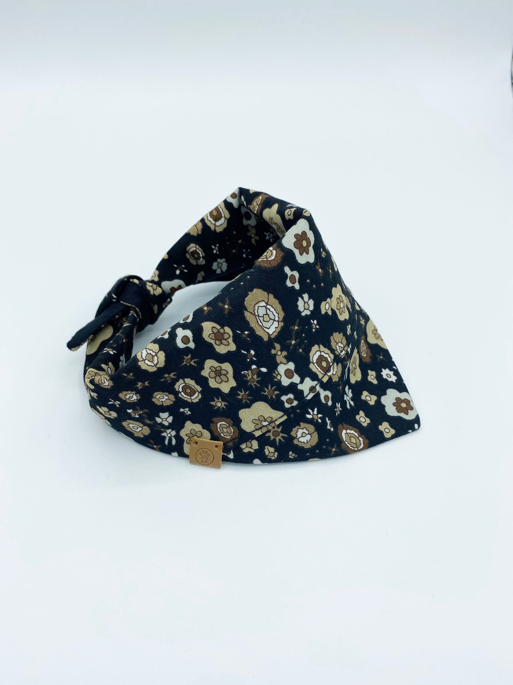 BESPOKE PAWS double sided pet neckerchief featuring floral designs in dark colors