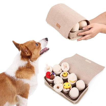 Dr. Milou - Milou & Lumi Egg Enrichment Plush Toy ? Interactive Snuffle Puzzle Toy with Squeaker