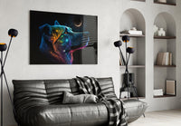 Space Dog Glass Wall Art  || Designer Collection
