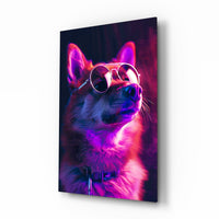 Dog with Glasses Glass Wall Art || Designer Collection
