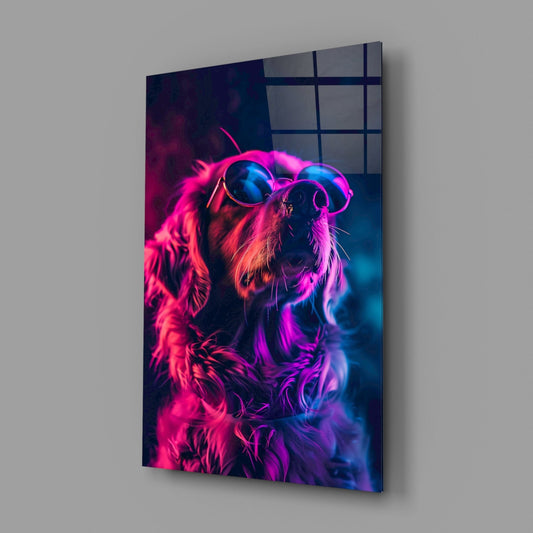 Dog with Glasses Glass Wall Art || Designer Collection