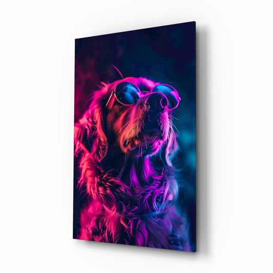 Dog with Glasses Glass Wall Art || Designer Collection