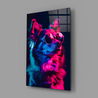 Dog with Glasses Glass Wall Art || Designer Collection