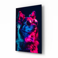 Dog with Glasses Glass Wall Art || Designer Collection