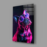 Dog with Glasses Glass Wall Art || Designer Collection