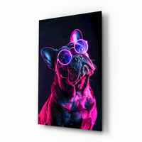 Dog with Glasses Glass Wall Art || Designer Collection