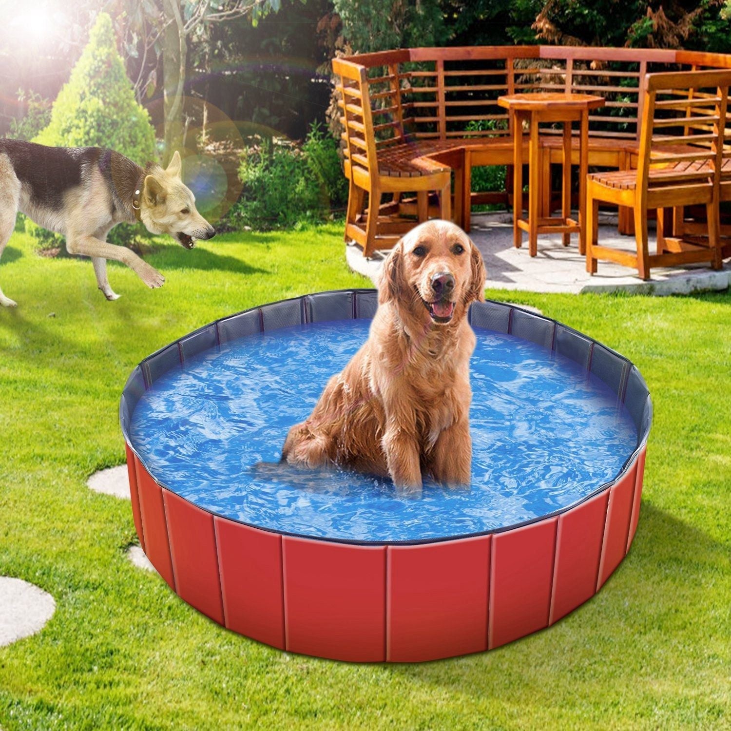 Foldable Pet Swimming Pool PVC Kiddie Baby Dog Swim Pool Bathing Tub Playmat Kids Pools - Pet Pool - Berry Charmz