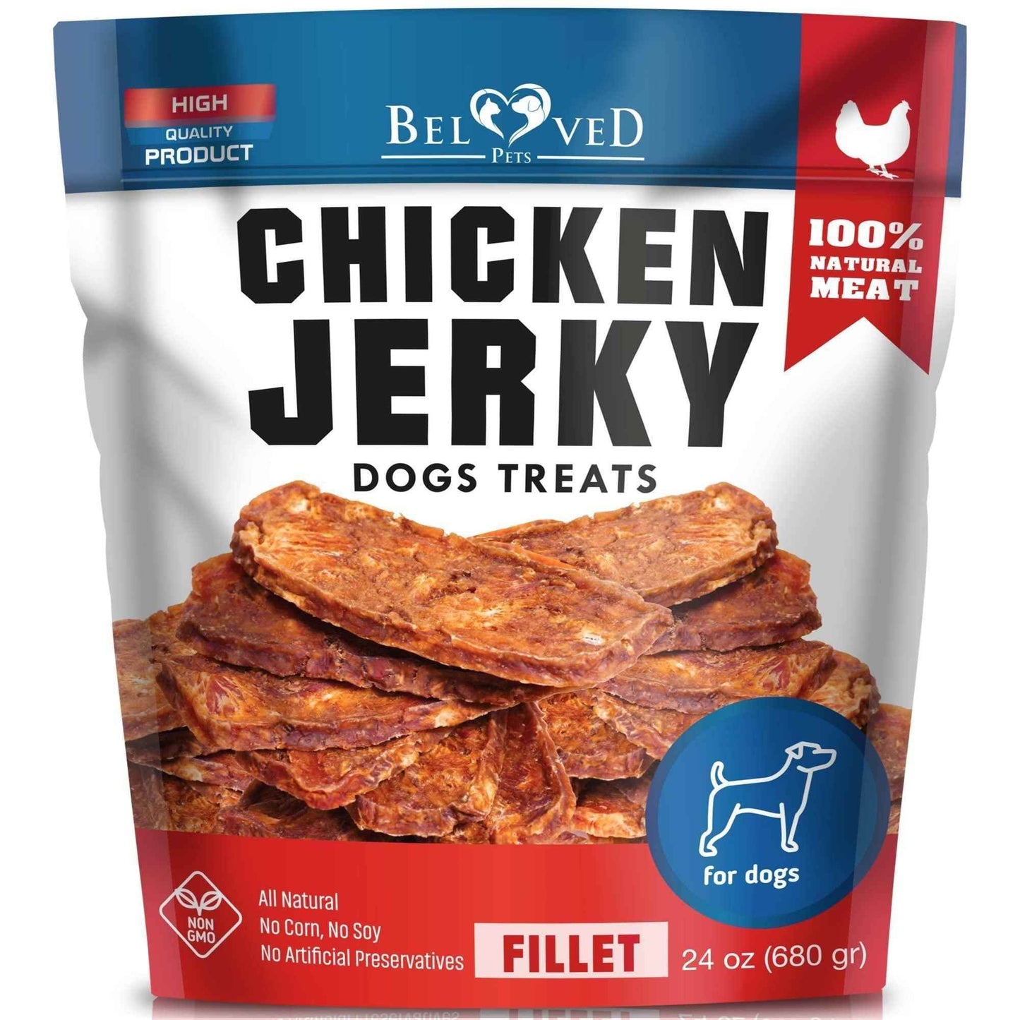 💖 Tail-Wagging Goodness: Beloved Pets 100% Chicken Jerky Dog Treats! 🍗🌟 - Purrfect Pet Kingdom