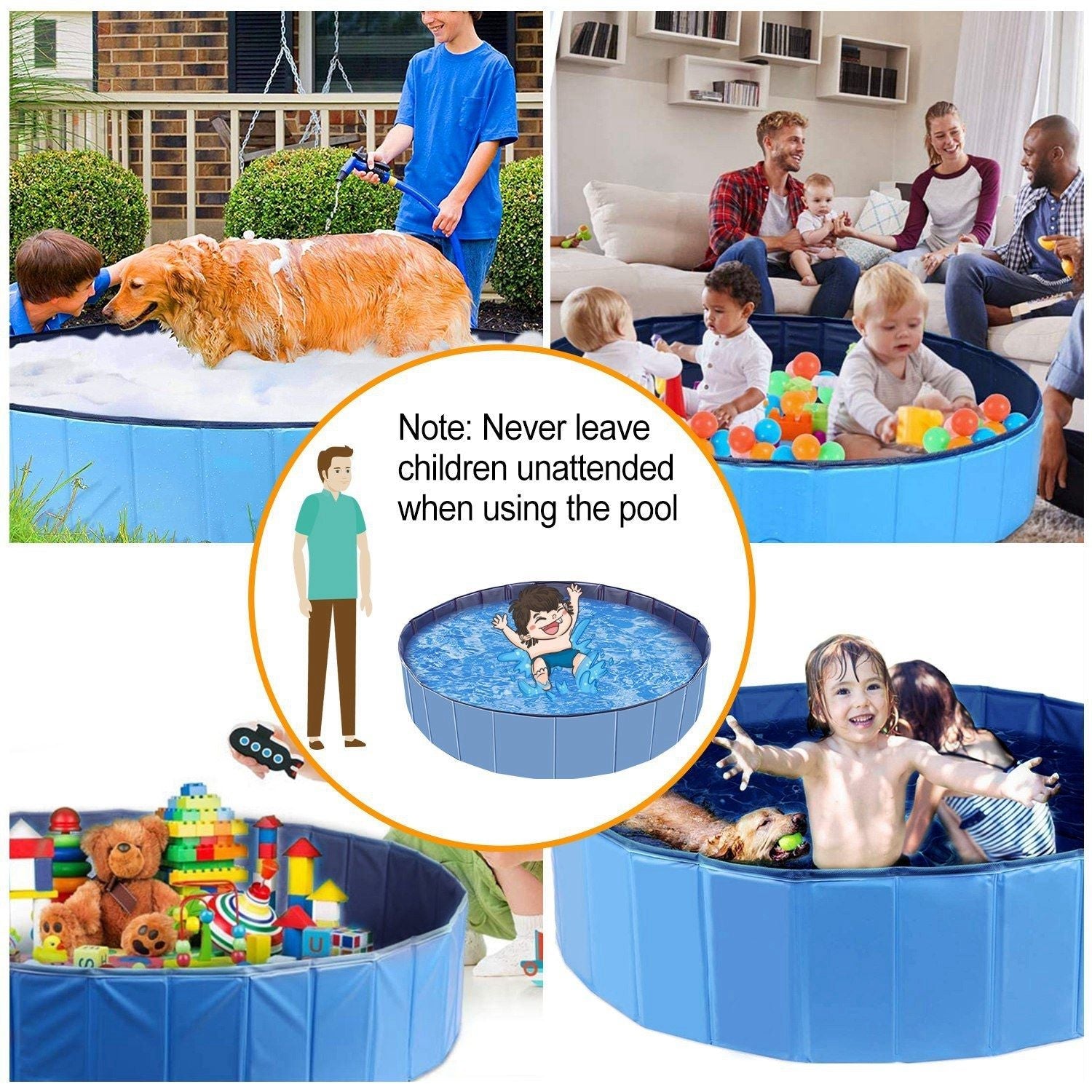 Foldable Pet Swimming Pool PVC Kiddie Baby Dog Swim Pool Bathing Tub Playmat Kids Pools - Pet Pool - Berry Charmz