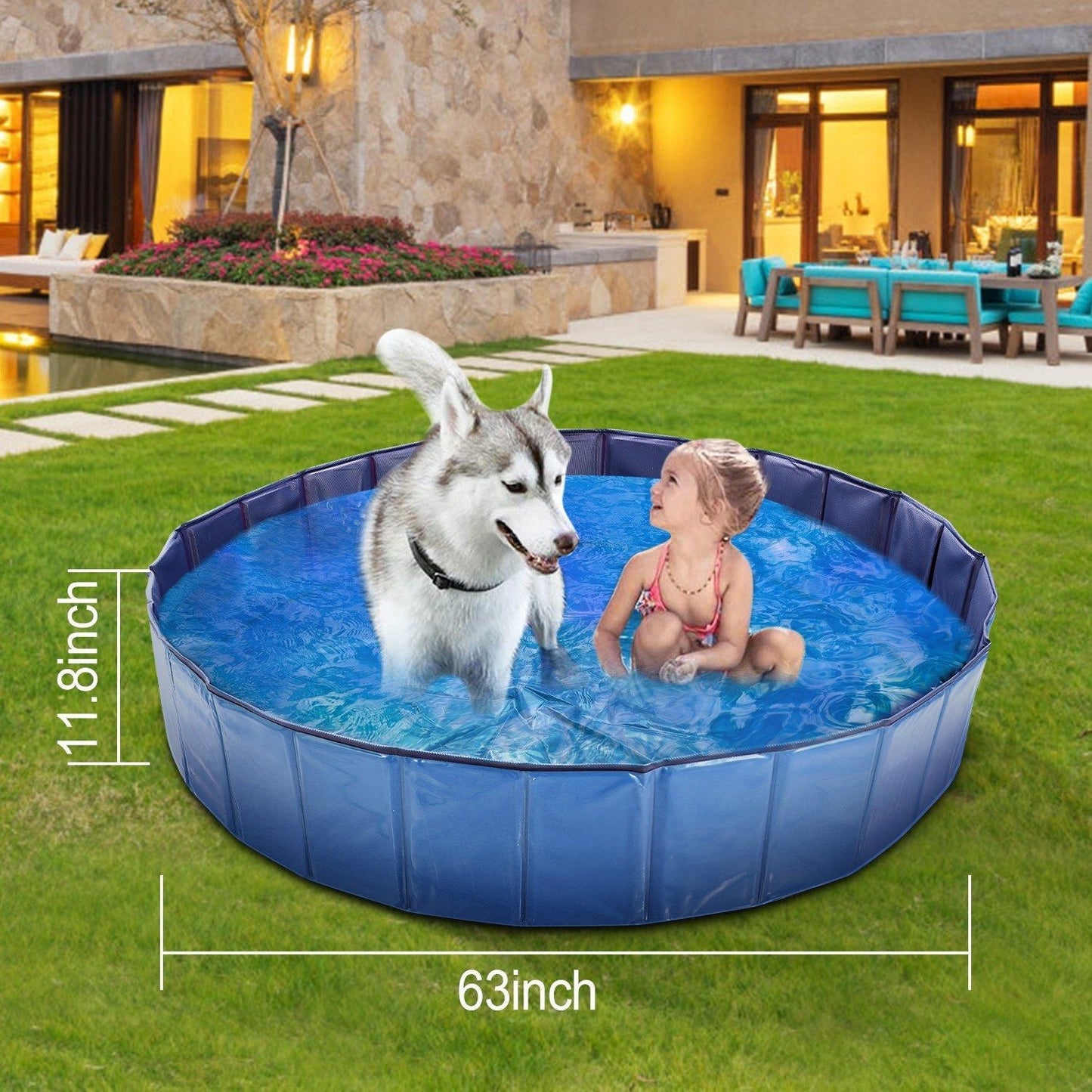 Foldable Pet Swimming Pool PVC Kiddie Baby Dog Swim Pool Bathing Tub Playmat Kids Pools - Pet Pool - Berry Charmz