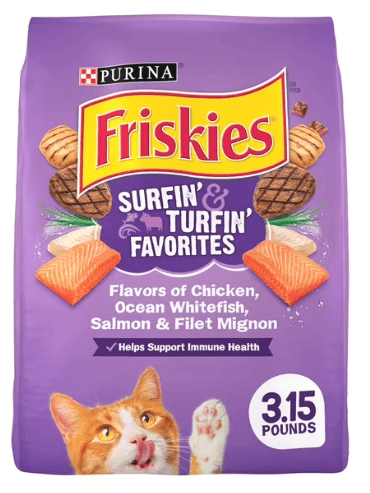 Purina Friskies Indoor Cat Food, Surfin' & Turfin' with Chicken, Whitefish & Salmon, 3.15 lb Bag Purrfect Pet Kingdom 