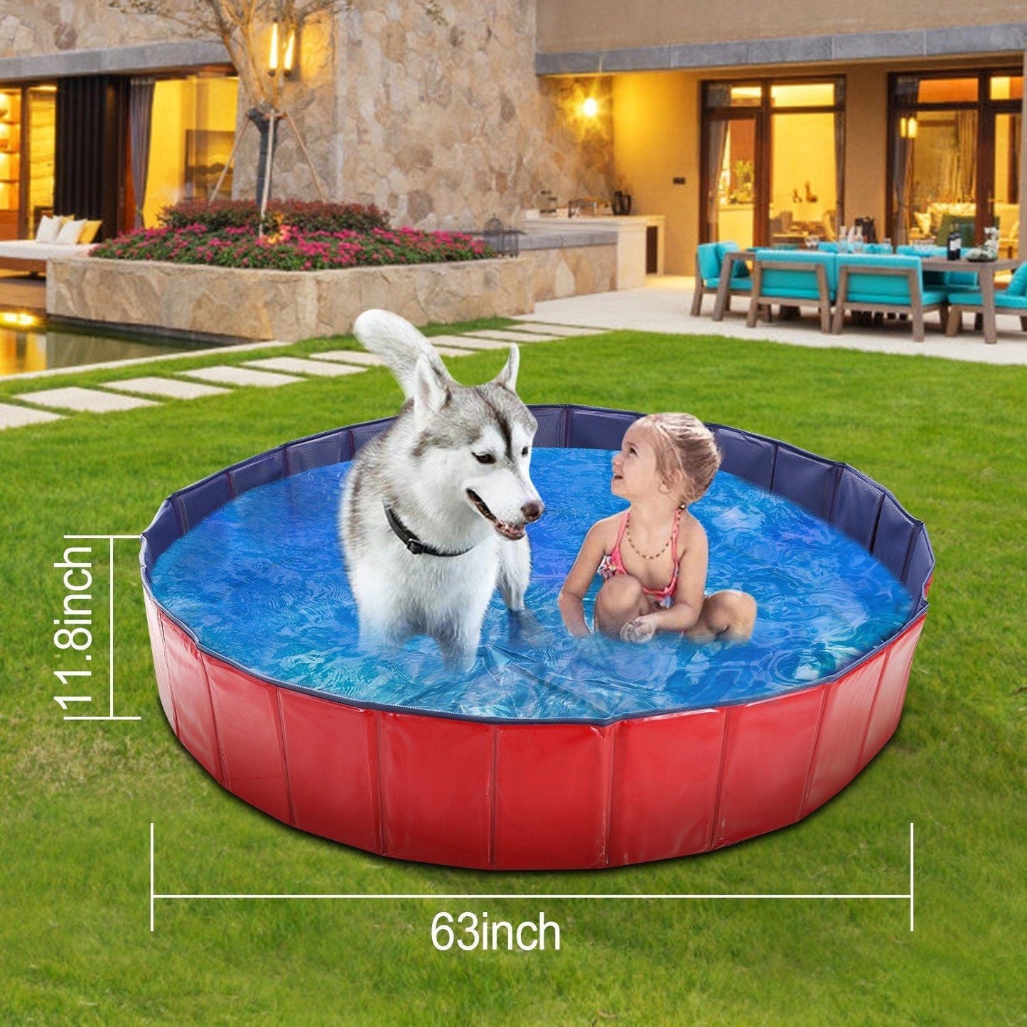 Foldable Pet Swimming Pool PVC Kiddie Baby Dog Swim Pool Bathing Tub Playmat Kids Pools - Pet Pool - Berry Charmz