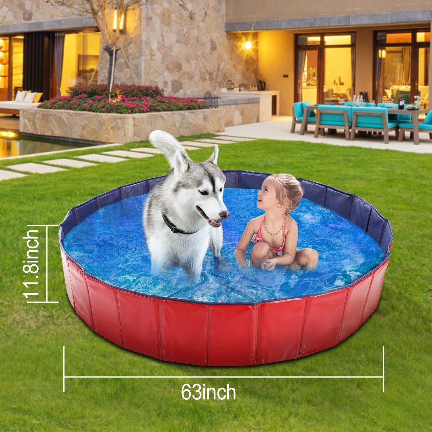 Foldable Pet Swimming Pool PVC Kiddie Baby Dog Swim Pool Bathing Tub Playmat Kids Pools - Pet Pool - Berry Charmz