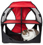 Purrfect Pet Kingdom Collapsible Cat House with Tunnel Red, Black Purrfect Pet Kingdom