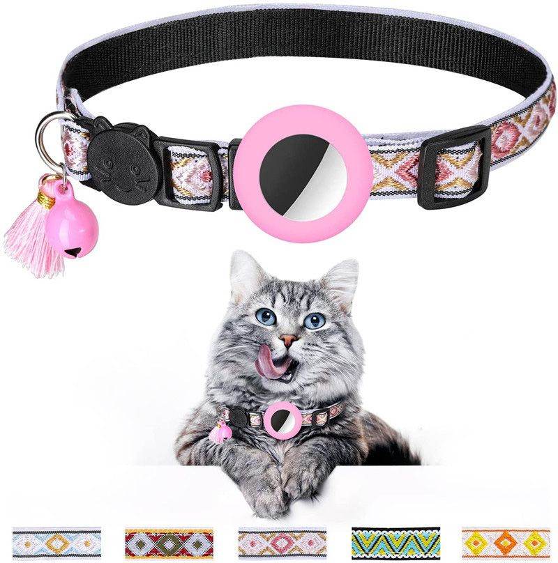 Purrfect Pet Kingdom Stylish AirTag Pet Collar with Bell Pet Supplies Pink Purrfect Pet Kingdom