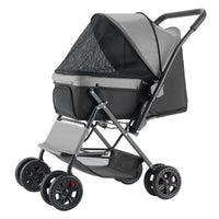 Pet Stroller Foldable 4 Wheels Travel Dog Stroller