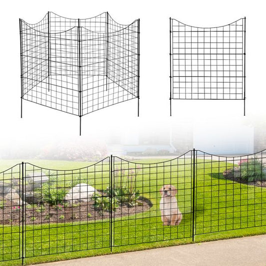 5 Panels Metal Decorative Garden Fence 36"(L)x39"(H), No Dig