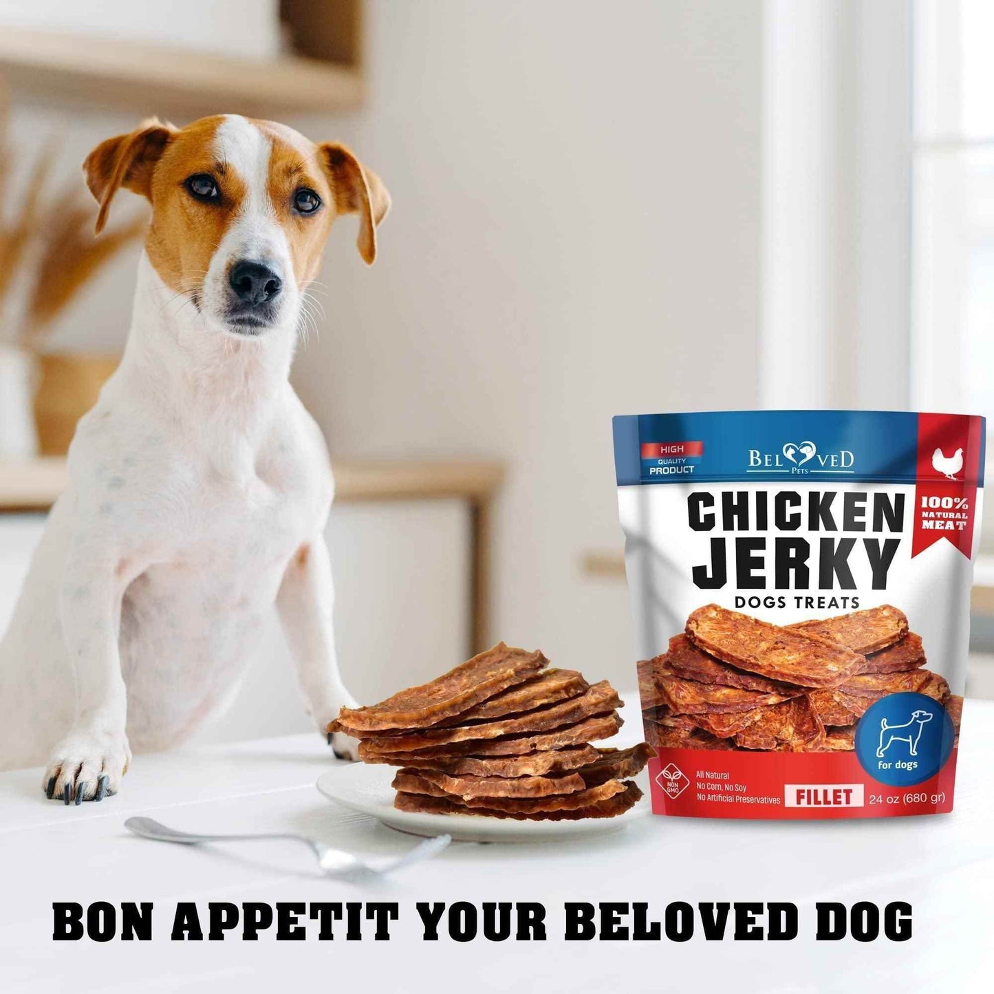 💖 Tail-Wagging Goodness: Beloved Pets 100% Chicken Jerky Dog Treats! 🍗🌟 - Purrfect Pet Kingdom