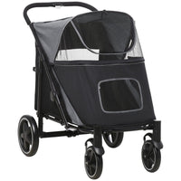 Pet Stroller Dog Cat Carriage One Click Fold with Universal