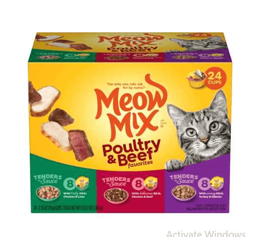 Meow Mix Tender Favorites Wet Cat Food Variety Pack, Poultry & Beef, 24 Cups Purrfect Pet Kingdom 