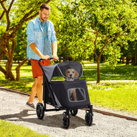 PawHut Pet Stroller Dog Cat Carriage One Click Fold with