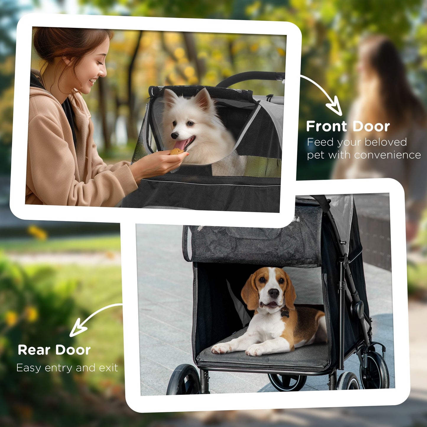 PawHut Pet Stroller Dog Cat Carriage One Click Fold with