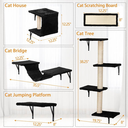 Purrfect Pet Kingdom Cat Wall Shelves Set – Elevated Perches & Scratching Posts Purrfect Pet Kingdom