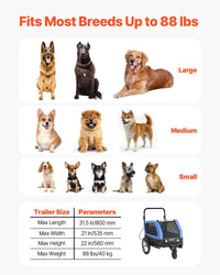 Dog Bike Trailer, Supports up to 88 lbs, 2-in-1 Pet Stroller