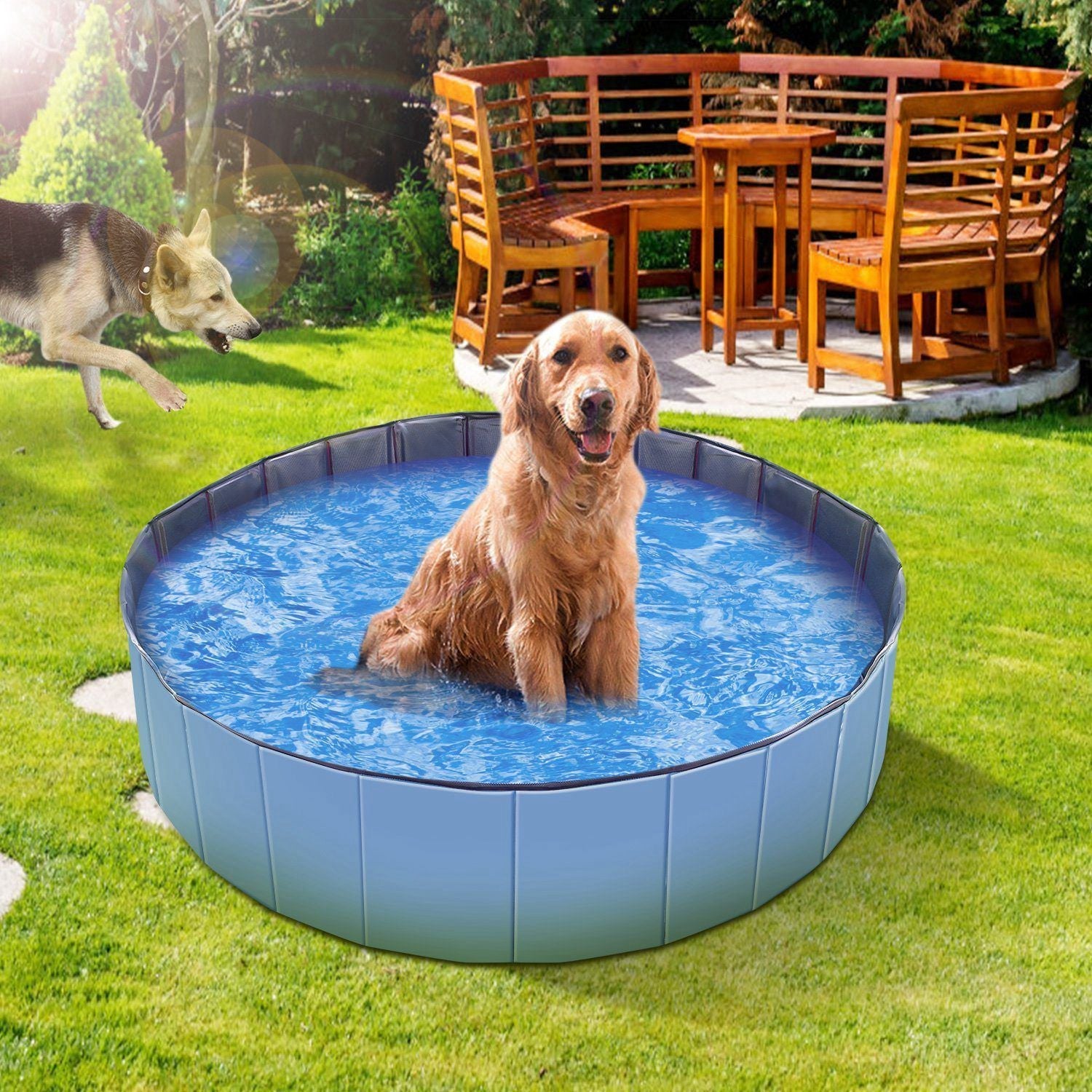 Foldable Pet Swimming Pool PVC Kiddie Baby Dog Swim Pool Bathing Tub Playmat Kids Pools - Pet Pool - Berry Charmz