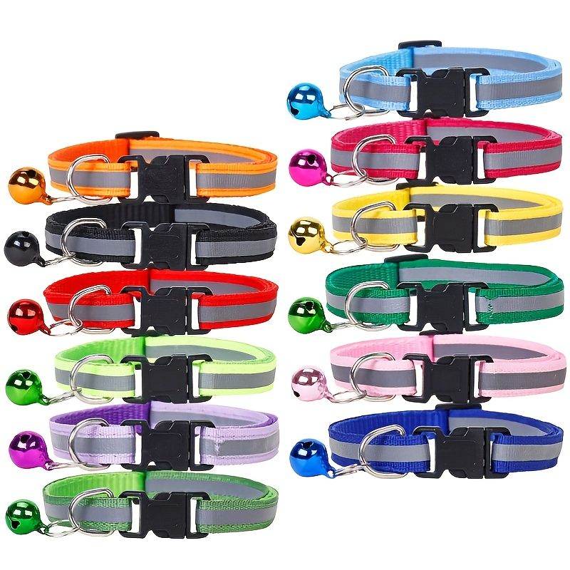 Purrfect Pet Kingdom Reflective Dog Collar with Bell Adjustment: 19-32cm Purple Purrfect Pet Kingdom