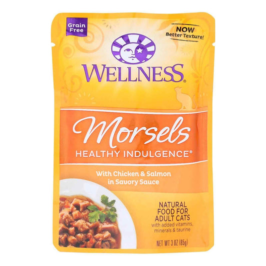 Wellness Pet Products Cat Food with Chicken and Salmon in Savory Sauce - Case of 24 - 3 Oz. Purrfect Pet Kingdom 