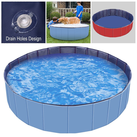 Foldable Pet Swimming Pool PVC Kiddie Baby Dog Swim Pool Bathing Tub Playmat Kids Pools - Pet Pool - Berry Charmz - Blue - D0101H7X6LT - Blue