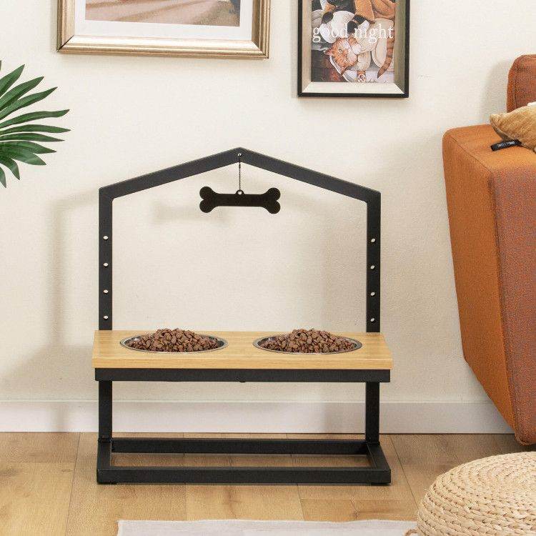 Adjustable Elevated Dog Feeder with 5 Height Settings - Premium Raised Pet Feeding Station with 2 Large Stainless Steel Bowls - Purrfect Pet Kingdom