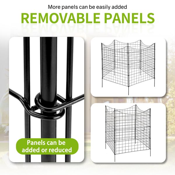 5 Panels Metal Decorative Garden Fence 36"(L)x39"(H), No Dig