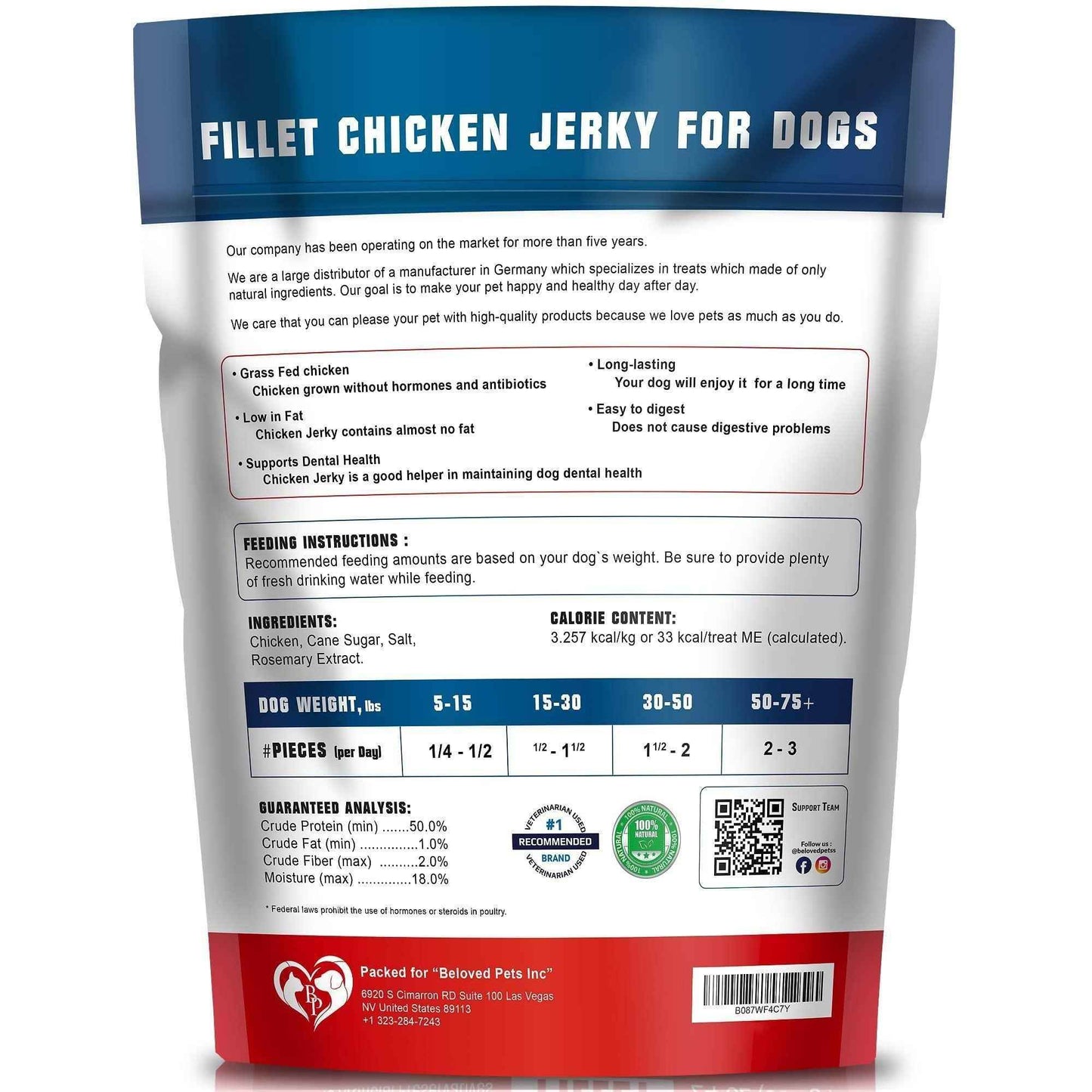 💖 Tail-Wagging Goodness: Beloved Pets 100% Chicken Jerky Dog Treats! 🍗🌟 - Purrfect Pet Kingdom