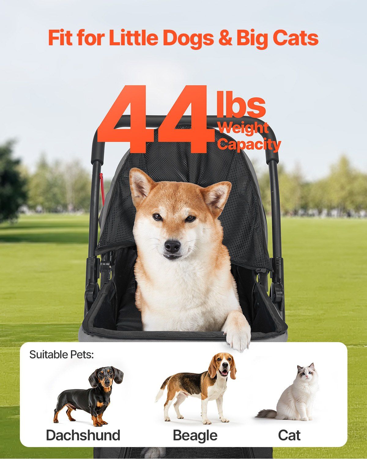 Pet Stroller Foldable 4 Wheels Travel Dog Stroller Reversible
