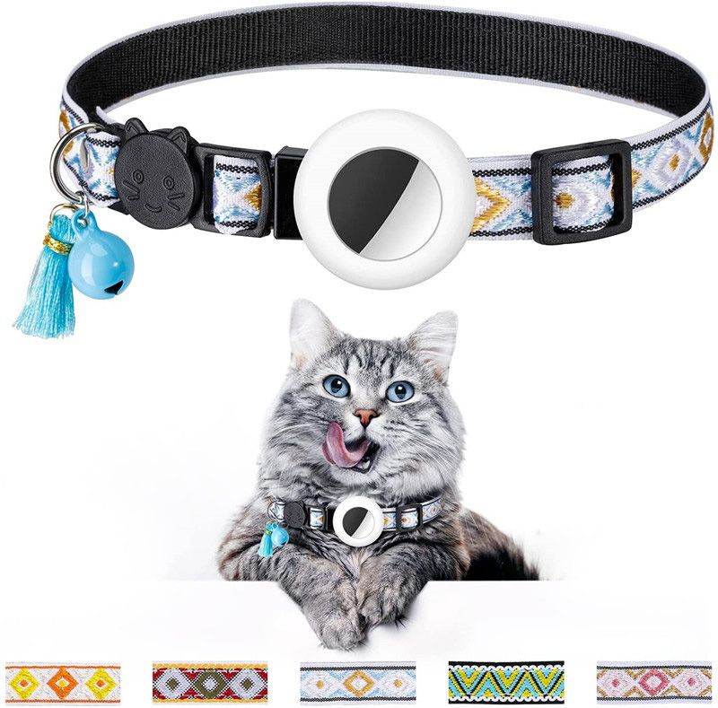 Purrfect Pet Kingdom Stylish AirTag Pet Collar with Bell Pet Supplies White Purrfect Pet Kingdom