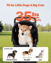 Pet Stroller Foldable 3 Wheels Dog Stroller with Brake up to