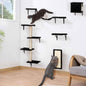 Purrfect Pet Kingdom Cat Wall Shelves Set – Elevated Perches & Scratching Posts Black Purrfect Pet Kingdom