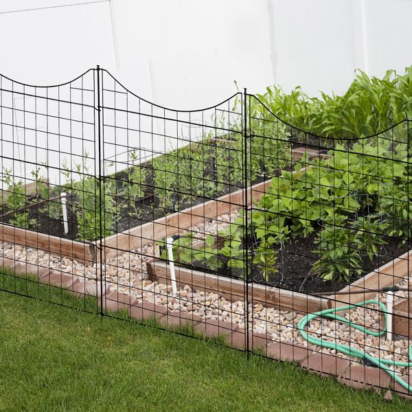 5 Panels Metal Decorative Garden Fence 36"(L)x39"(H), No Dig