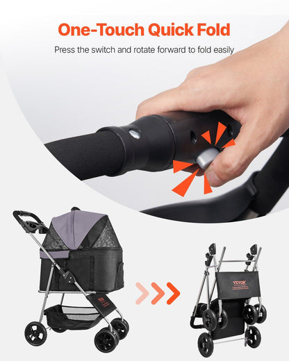 Pet Stroller -  35 lbs Weight Capacity, Foldable Dog