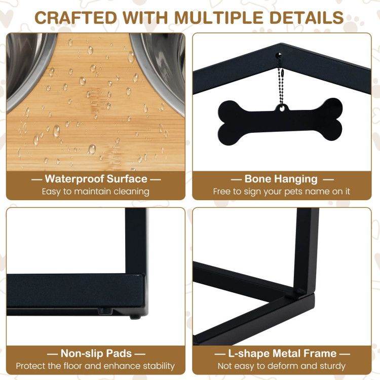 Adjustable Elevated Dog Feeder with 5 Height Settings - Premium Raised Pet Feeding Station with 2 Large Stainless Steel Bowls - Purrfect Pet Kingdom