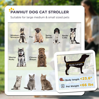 Pet Stroller Dog Cat Carriage One Click Fold with Universal