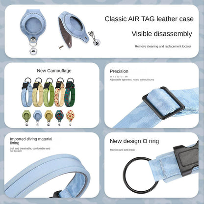 Durable AirTag case for cats and dogs by Purrfect Pet Kingdom with classic leather design and camouflage options